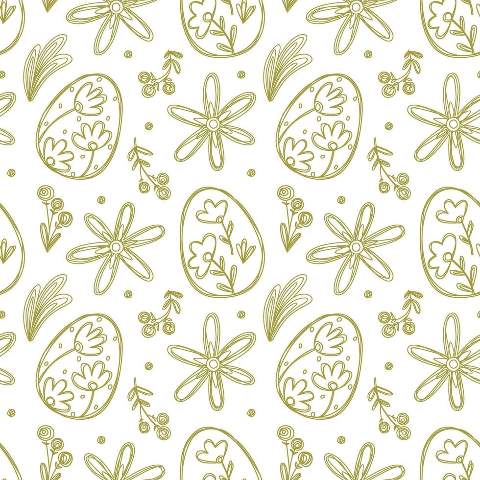 Seamless pattern with Easter eggs in pastel shades. Doodle is hand drawn illustration. vector