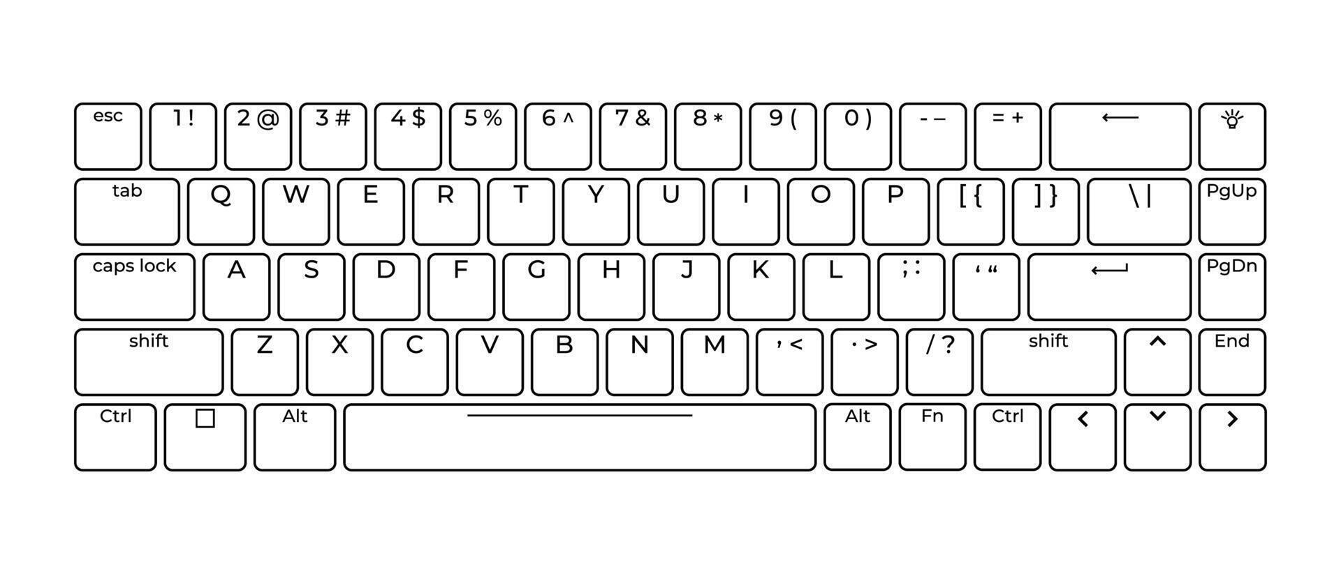 Computer keyboard button layout template with letters for graphic use, Modern computer keyboard. illustration vector