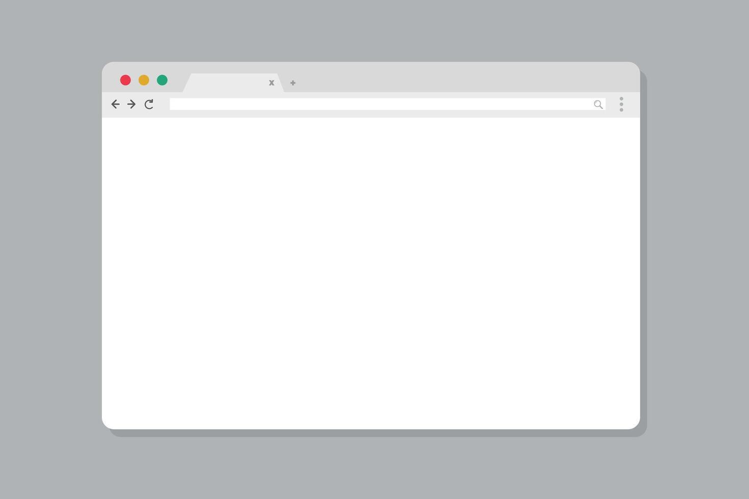 Web browser mockup in light modern flat design. Computer webpage with favorites icon and reload arrow and loupe. Isolated internet browser template. vector