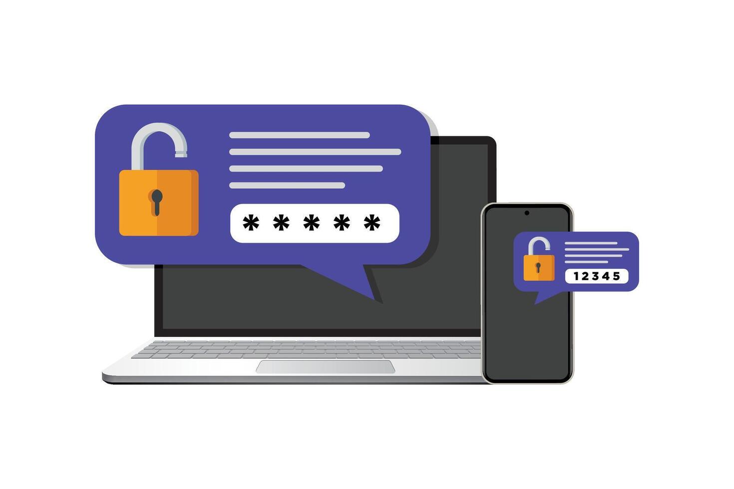 Two steps authentication. Verification code message on smartphone. Notice with code for secure login or sign in. vector