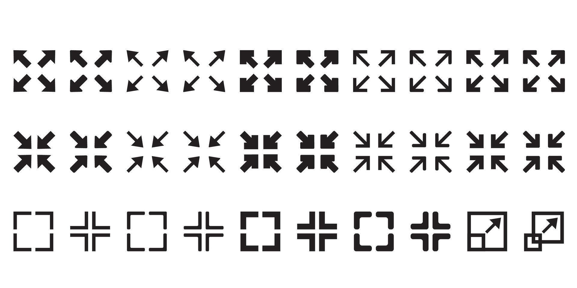 Full screen and exit full screen icon set vector
