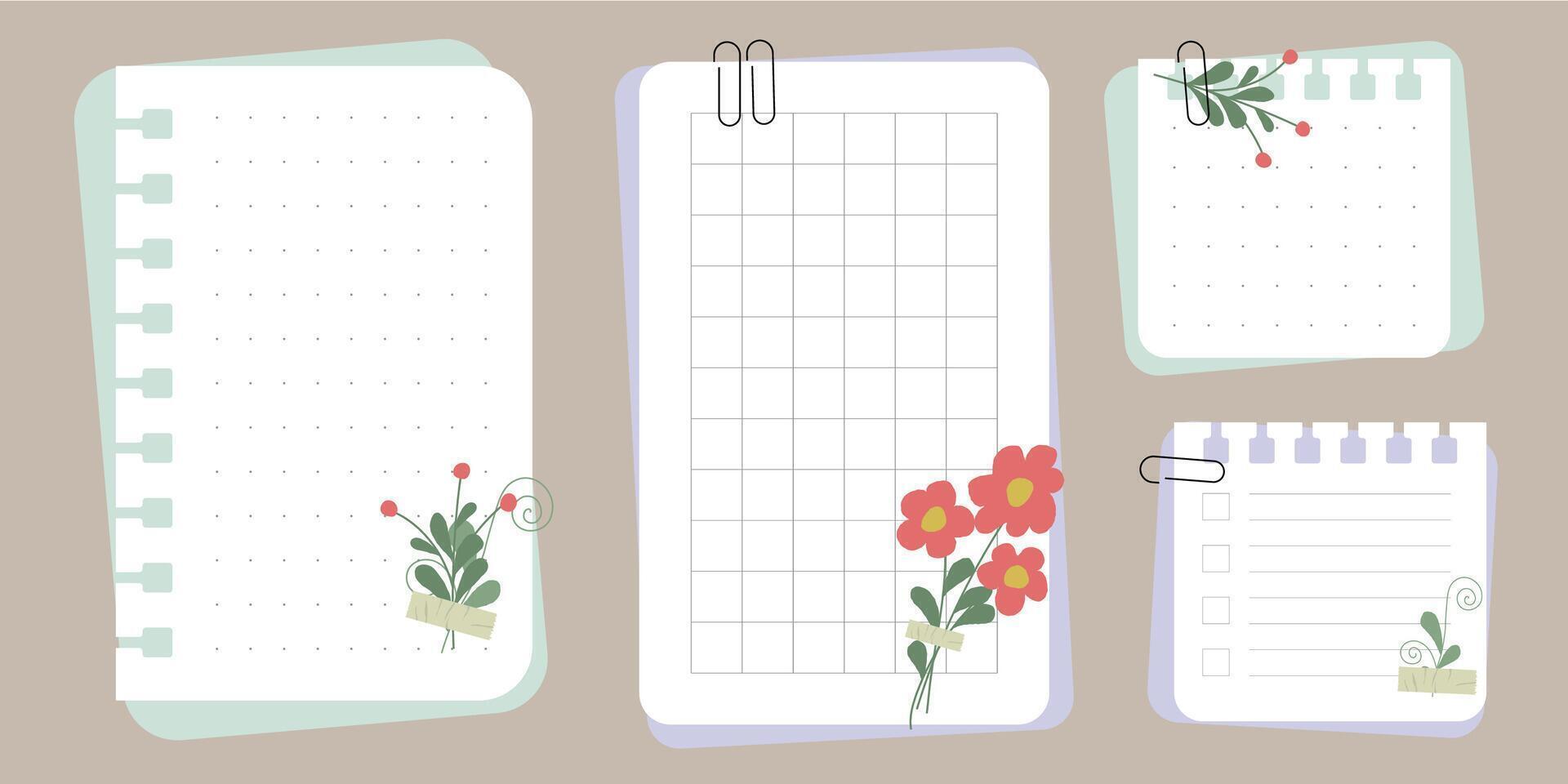 Bullet journal template. Weekly, daily planer. Mental health planer. vector