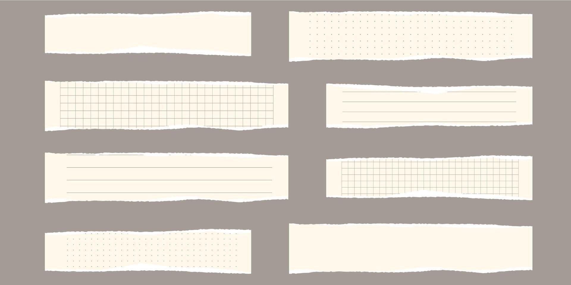 Paper scraps. Torn pieces of paper, with torn edges for notes, realistic torn pieces of blank note pages. illustration isolated vector