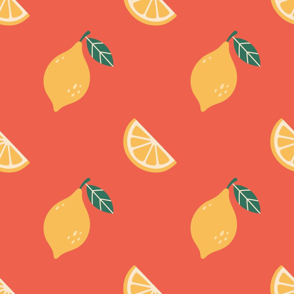 Lemon seamless pattern. Lemon fruit. Organic vitamins and healthy nutrition. Textile design. Flat design, doodle style. Graphic texture. vector