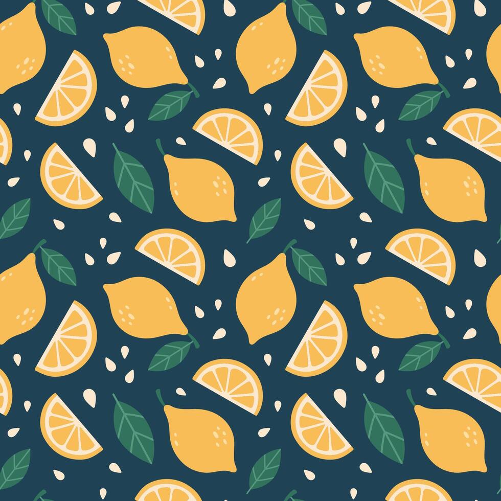 Lemon seamless pattern. Lemon fruit. Organic vitamins and healthy nutrition. Flat design, doodle style. Graphic texture. vector