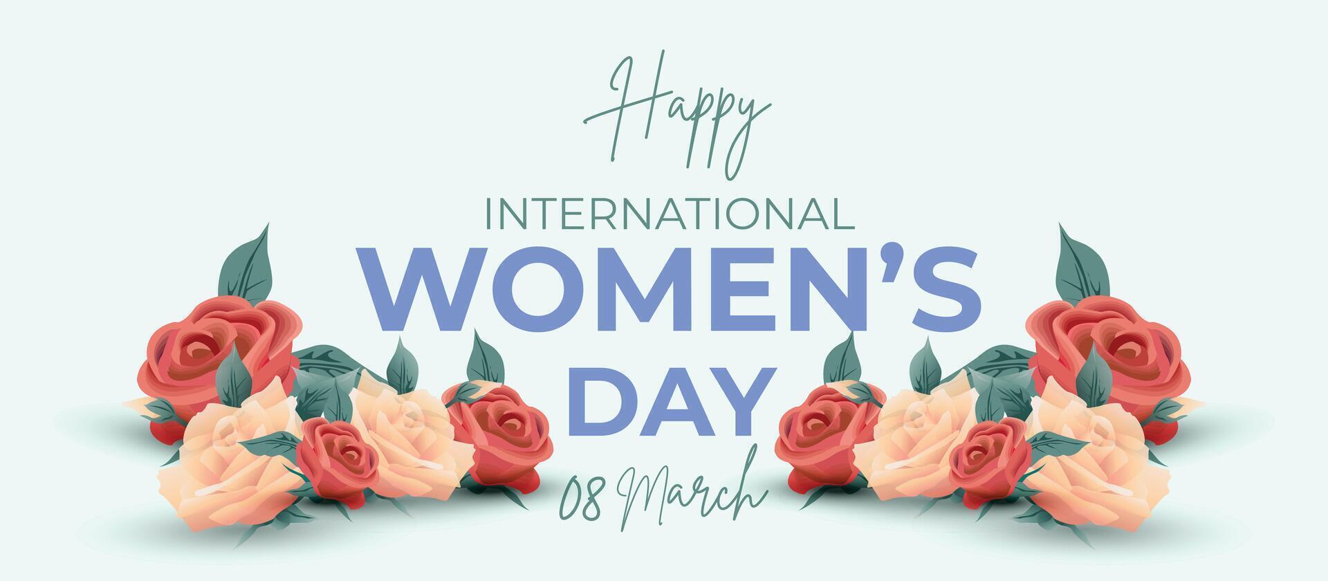 Happy International Womens Day on 8th March with Soft Floral Design and Feminine Touch vector