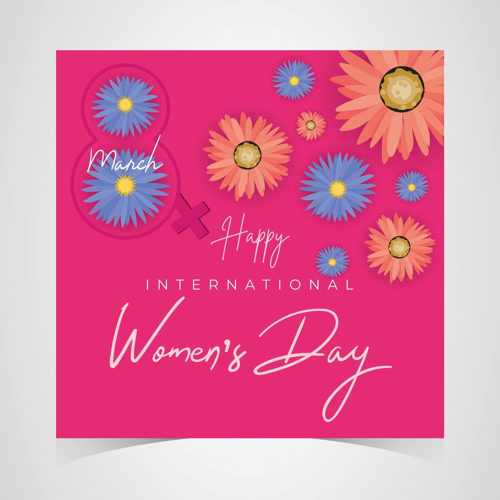 8th March International Womens Day with Vibrant Floral Design and Happy Message vector