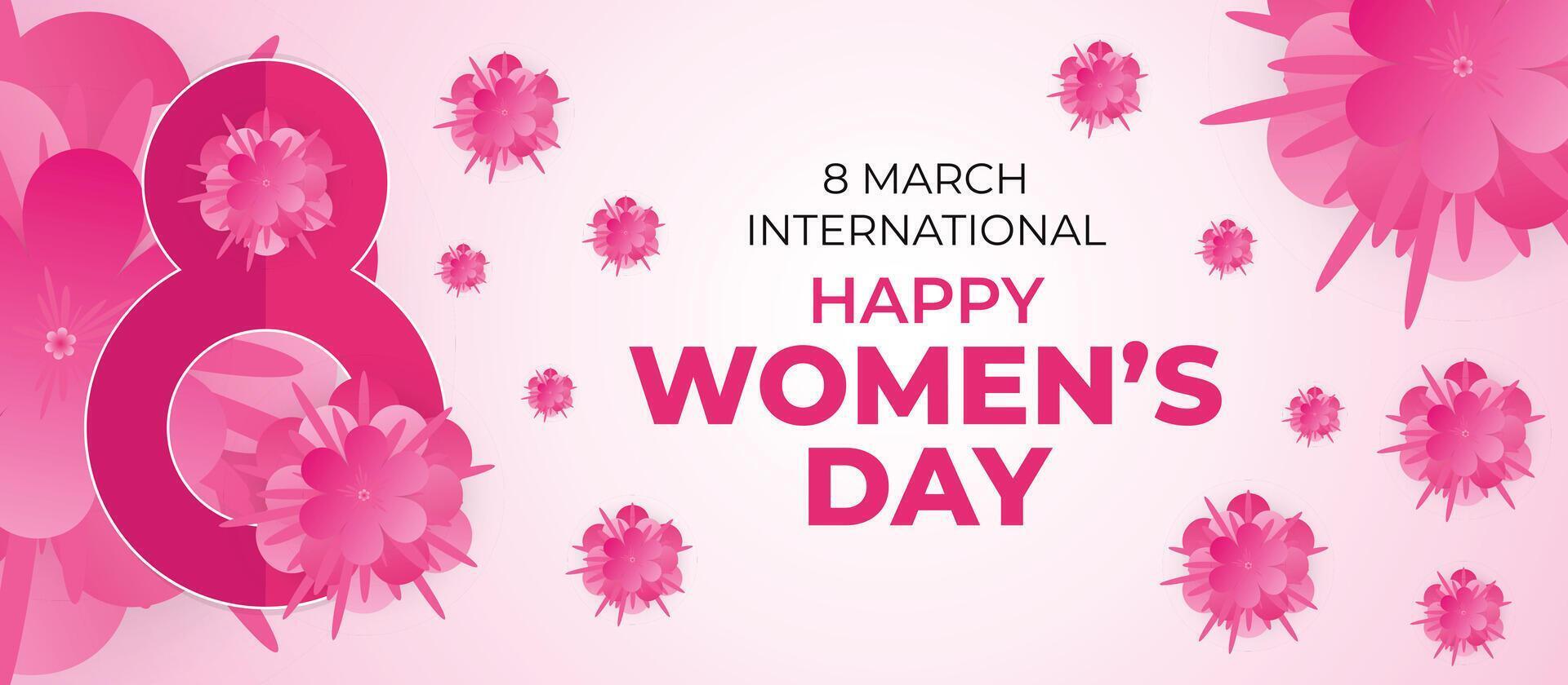 Happy Womens Day on 8th March with Soft Pink Floral Theme vector