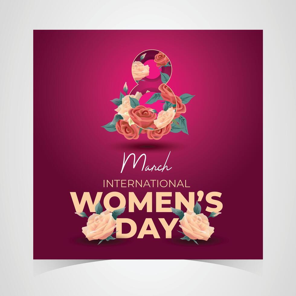 8th March International Womens Day with Feminine Power and Floral Theme vector