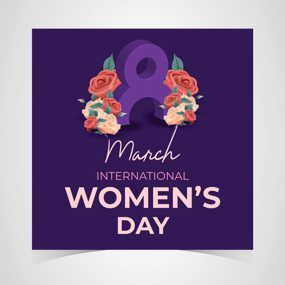 Celebrate Womens Day on 8th March with Floral Purple and Pink Design vector