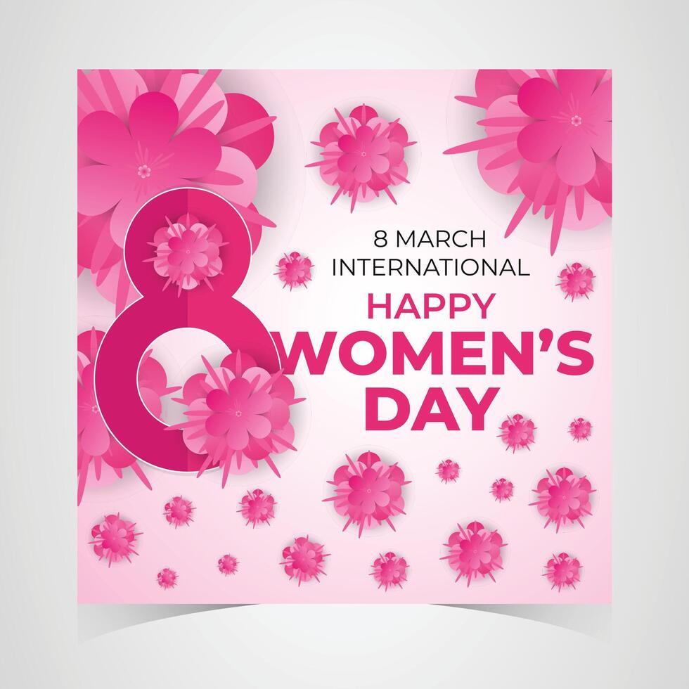Celebrate Womens Day 8th March with Beautiful Floral Pink Design and Empowering Message vector