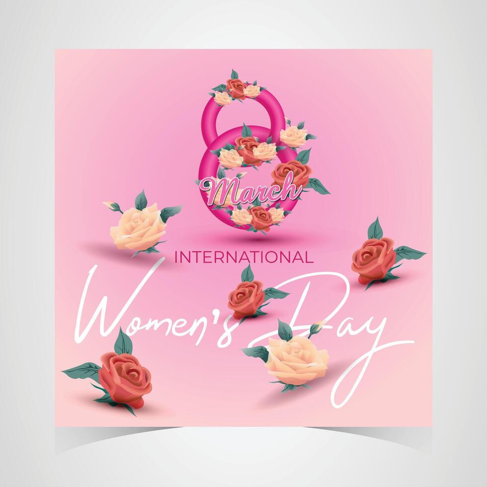 International Womens Day 8th March with Stunning Floral Design and Feminine Touch vector