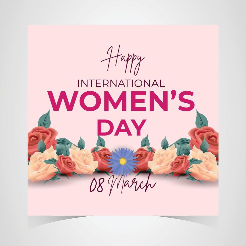 Happy International Womens Day on March 8th with Beautiful Flower Designs and Warm Wishes vector