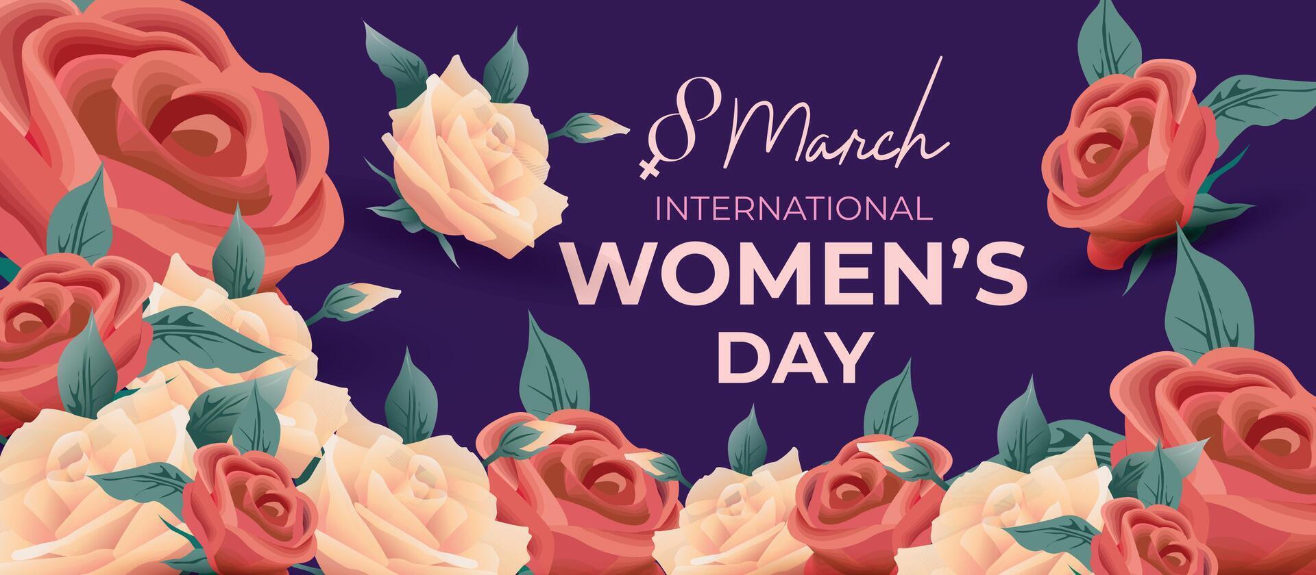 Celebrate Womens Day on 8th March with Bold Floral Design in Purple vector