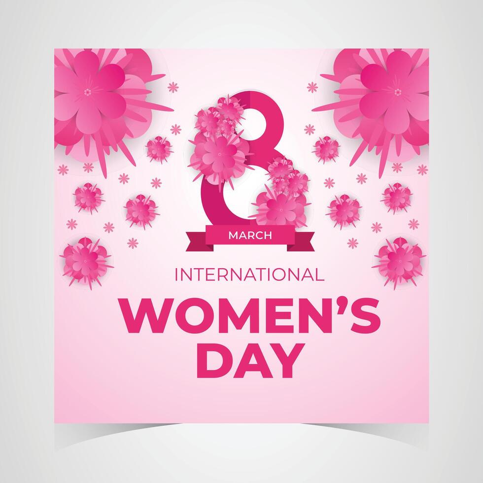 Celebrate Womens Day on March 8th with Soft Pink Floral Design and Empowering Message vector