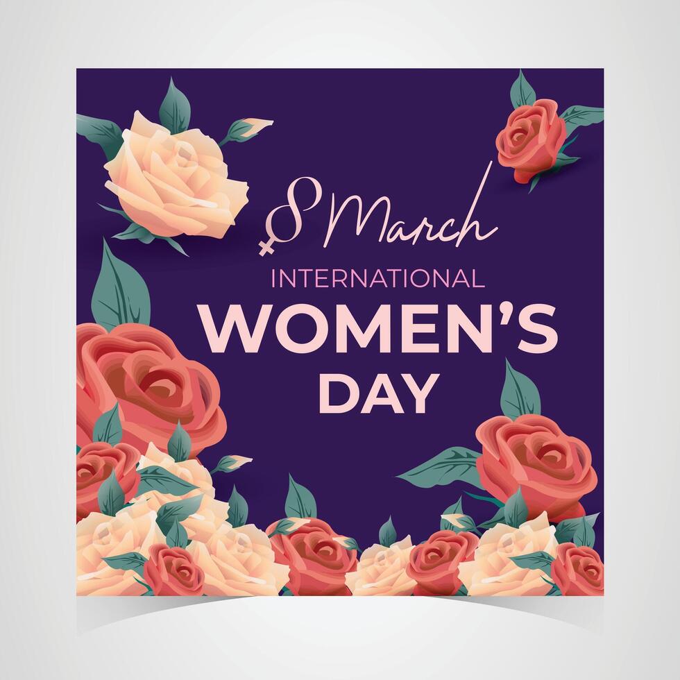Celebrate Womens Day on 8th March with Beautiful Floral Purple Design vector