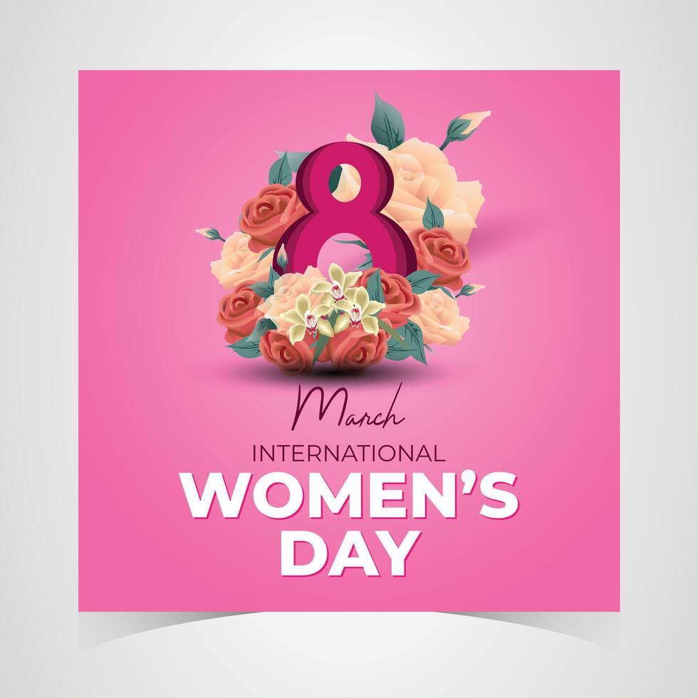 8th March International Womens Day Celebration with Bright Floral Theme vector