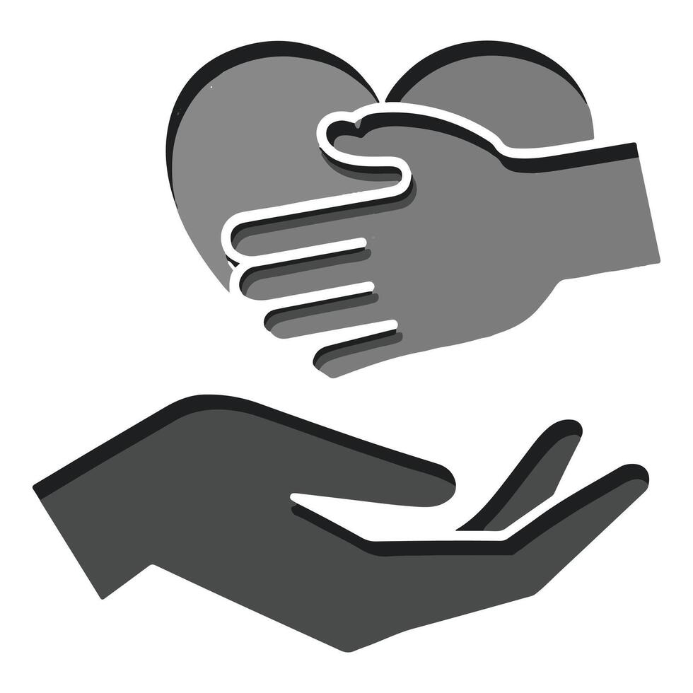 Minimalist Heart and Hand Design Love and Care Symbol vector