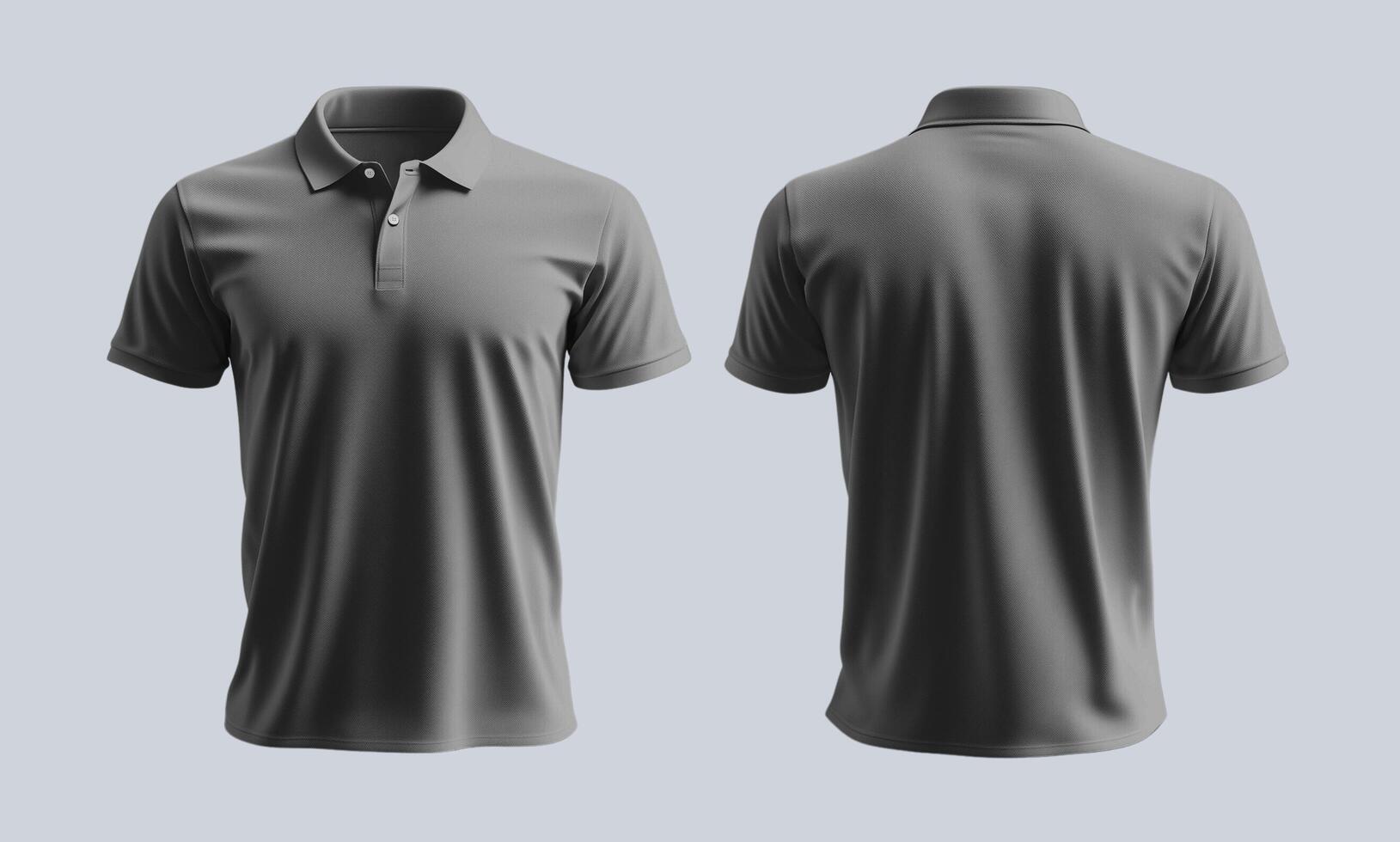 Gray Polo Shirt Displayed from Front and Back Views on Light Background photo