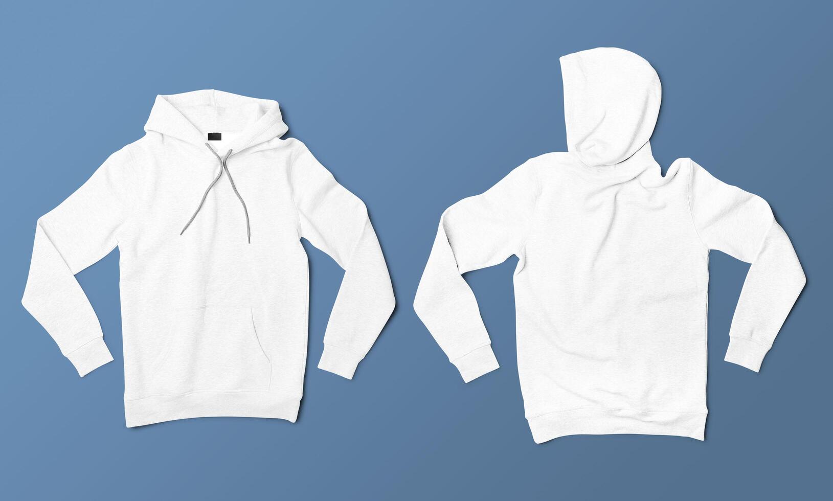 Front and Back White Hoodie Mockup With blank Background photo