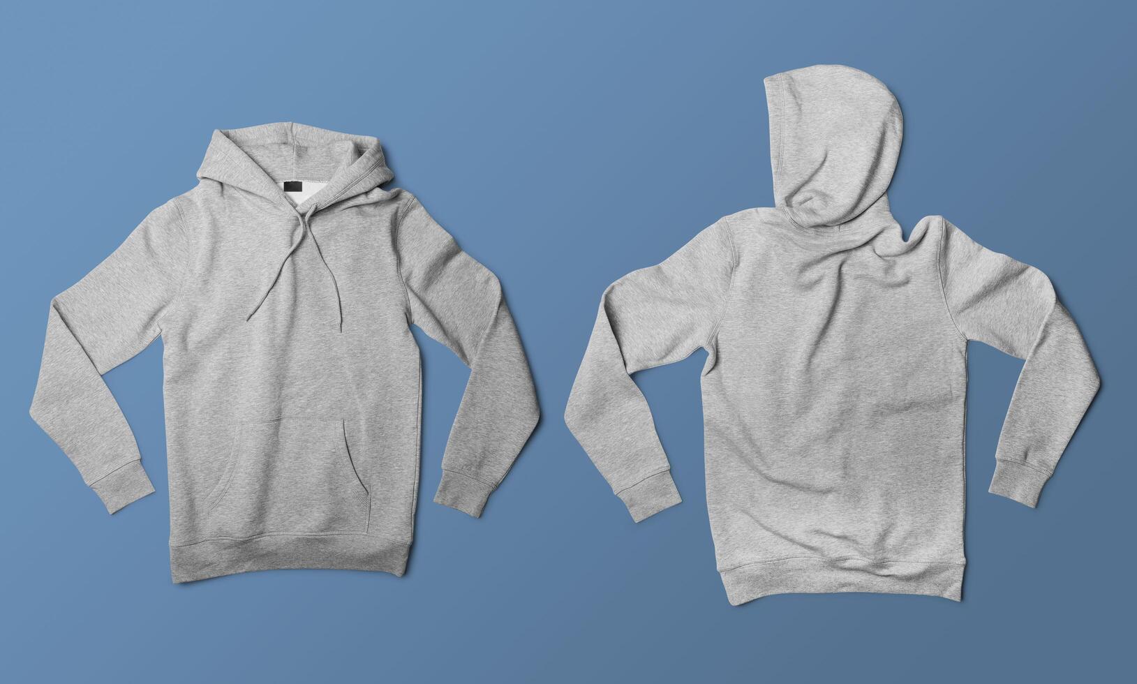 Front and Back White Hoodie Mockup With blank Background photo