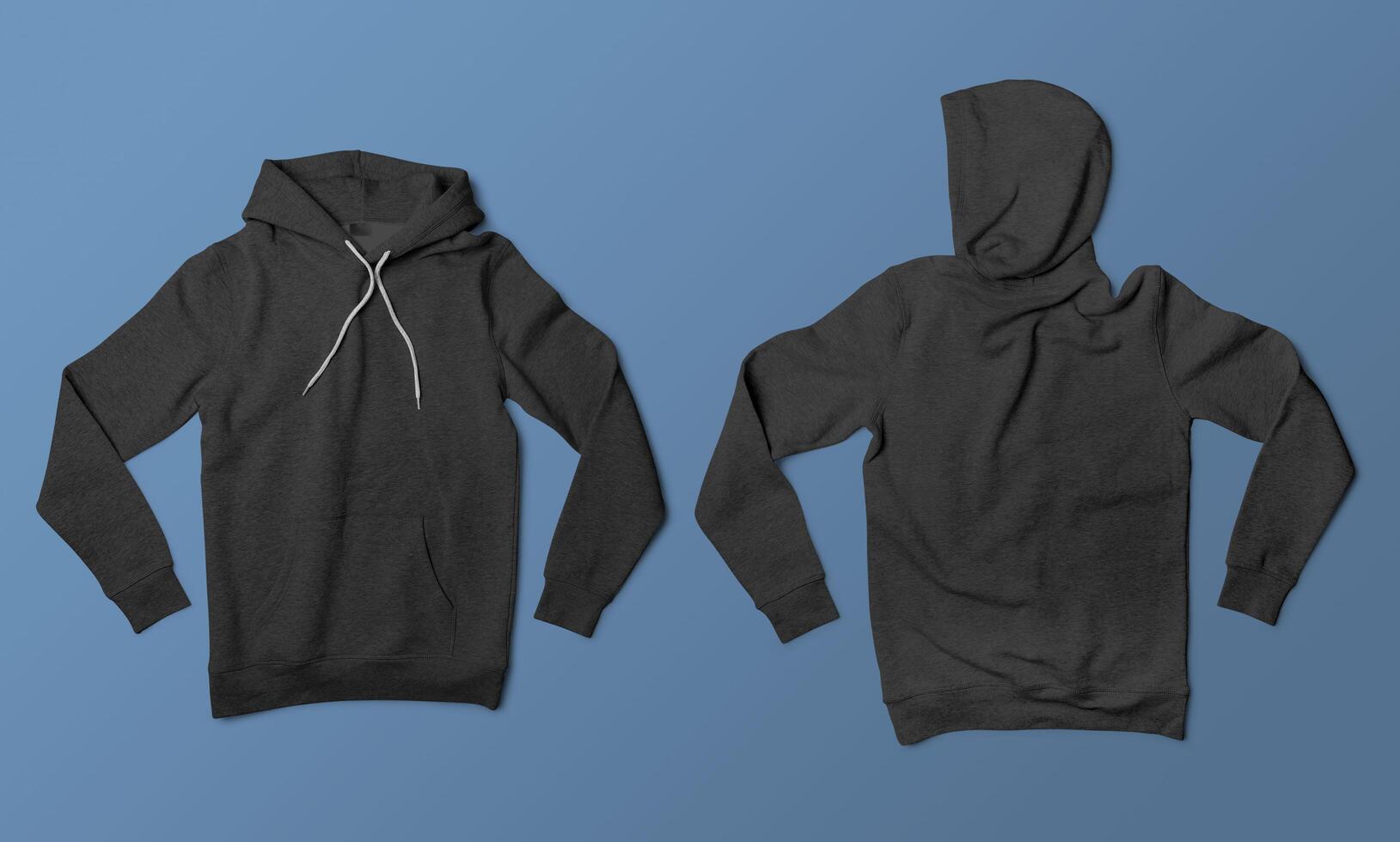 Front and Back White Hoodie Mockup With blank Background photo