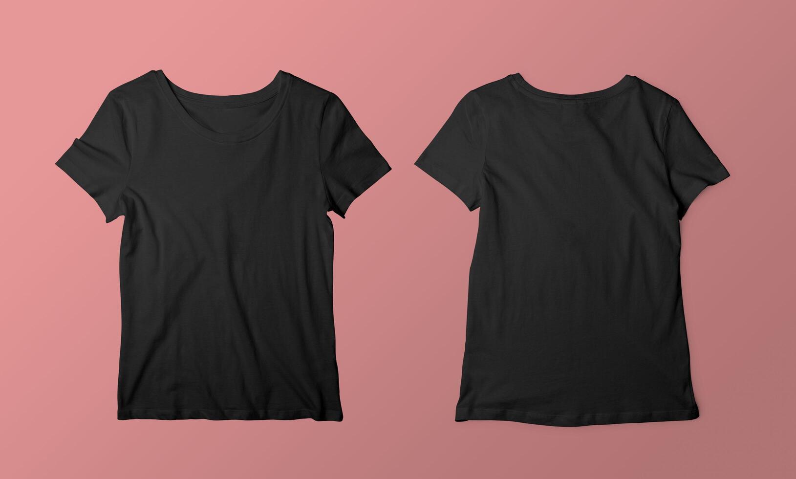 Front and Back Black T-Shirt Long Sleeve Mockup With blank Background photo