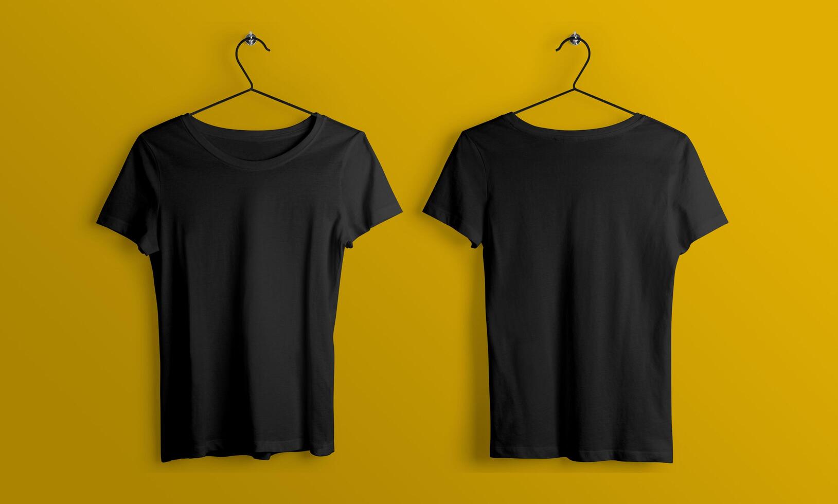 Front and Back Black T-Shirt Long Sleeve Mockup With blank Background photo