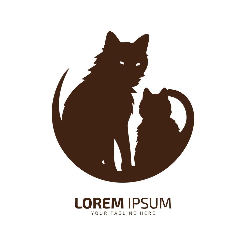 minimal and abstract cat logo kitten icon dog silhouette vector isolated