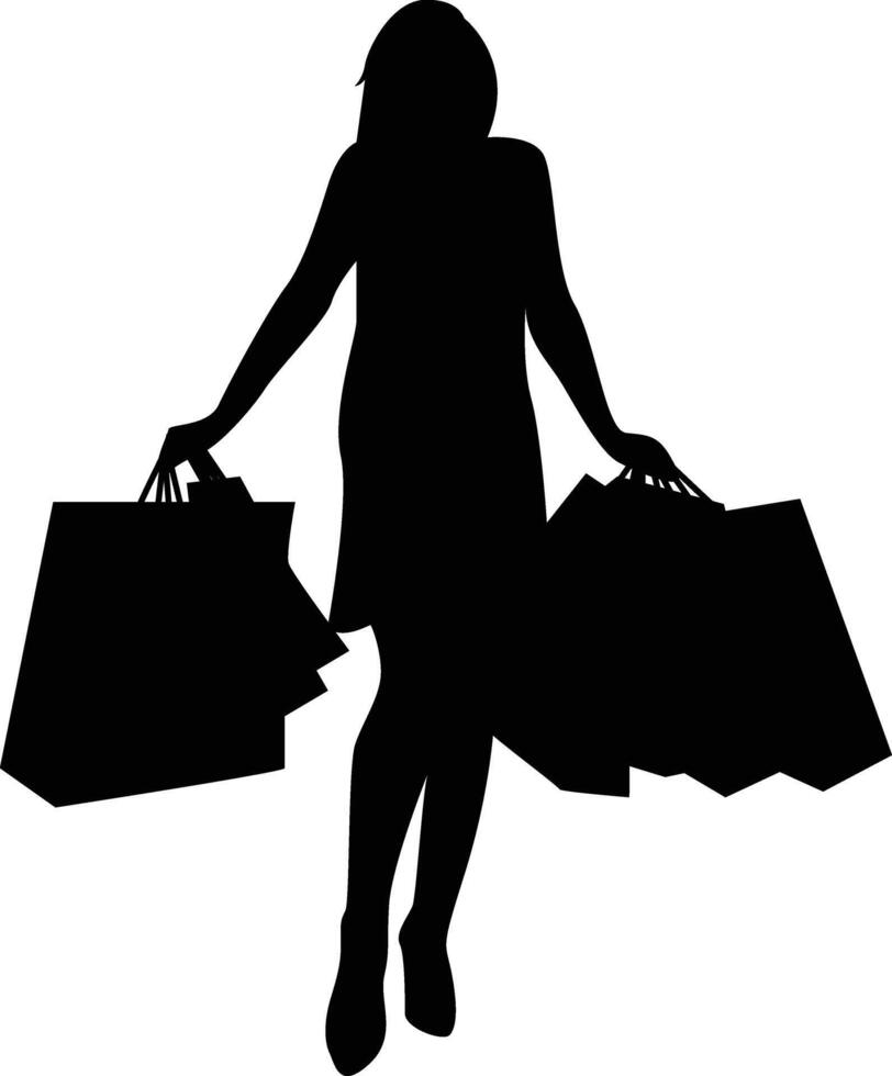 Silhouette of Women Shopping vector