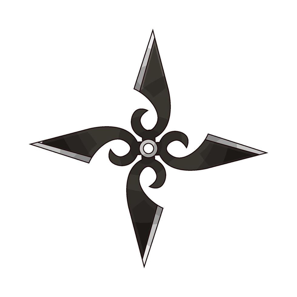 shuriken with four sharp surfaces illustration vector