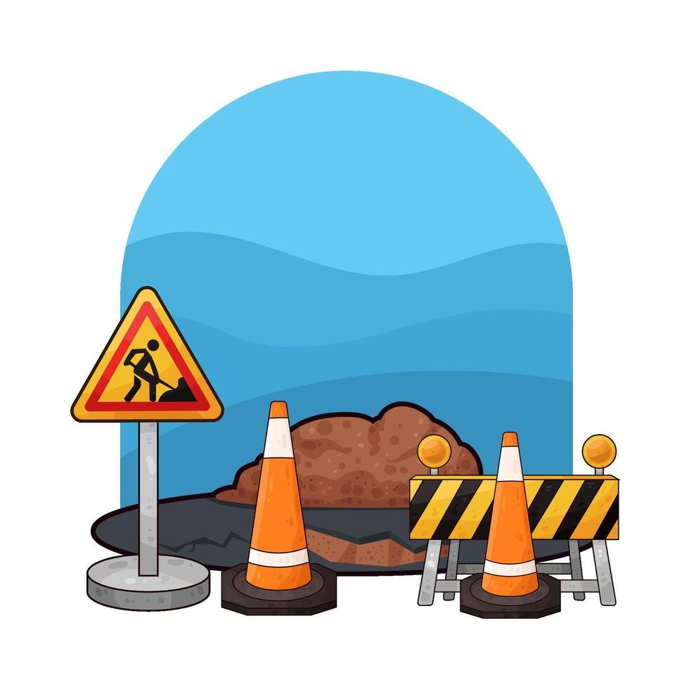 traffic cone in construction work vector
