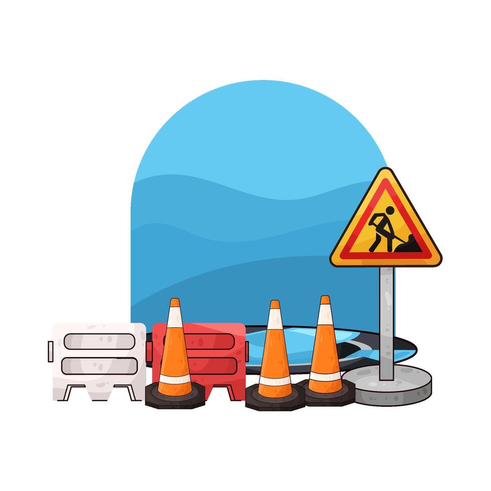 illustration of three traffic cones in the construction area vector