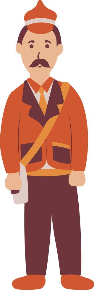 Postman Character on White Background. Illustration with Cartoon Concept. vector