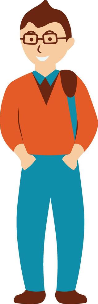 Student Character Illustration in Cartoon Style vector