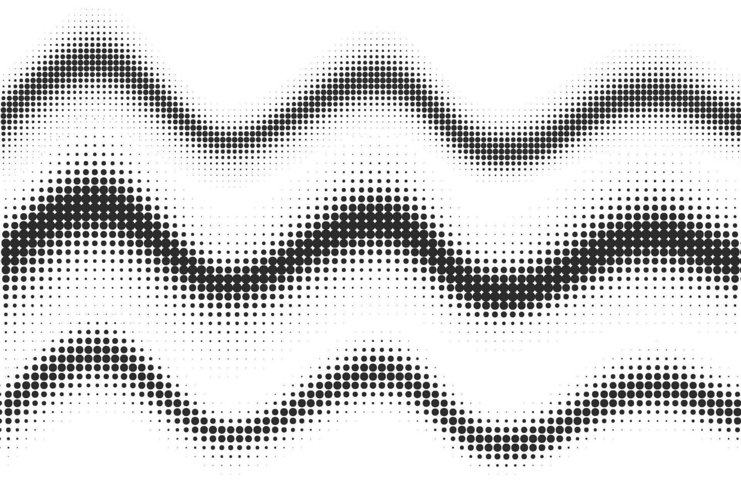 Dotted wavy pattern. Halftone abstract pattern on white background. Black curve gradient lines. Flowing music sound rhythm. Modern dynamic stripes. vector
