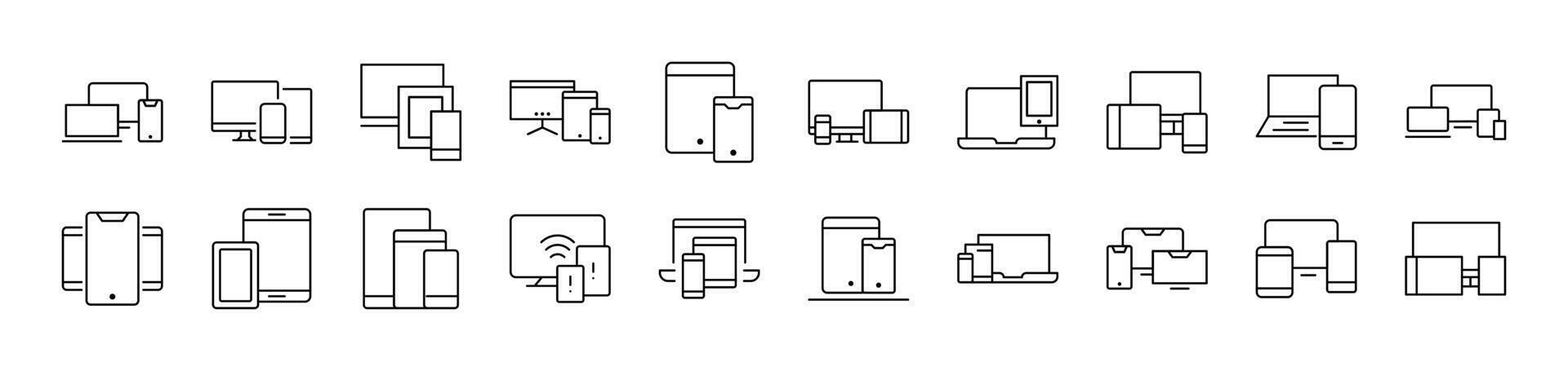 Simple Linear Icon of Computer, Laptop, Tablet. Editable Stroke. Minimalistic Linear Pictogram for Design of Cards, Apps, Banners, Posts vector
