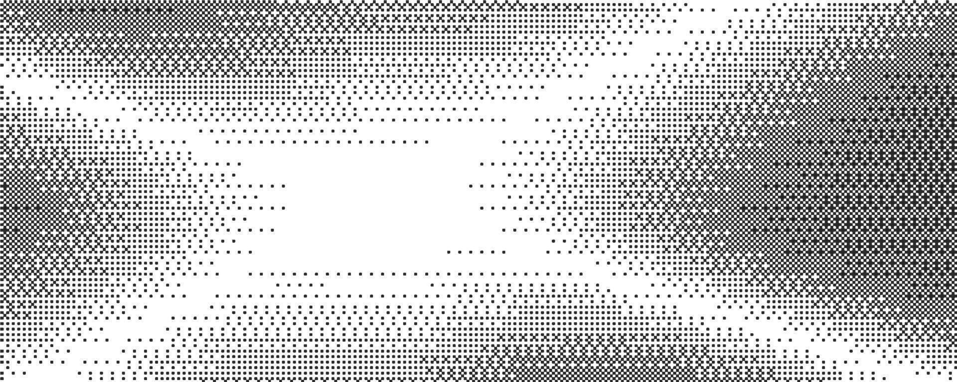 Bitmap pattern with pixel texture. Dotted gradient. Retro gradation of computer game bg. Abstract geometric halftone effect. Digital speckle dither wallpaper. vector