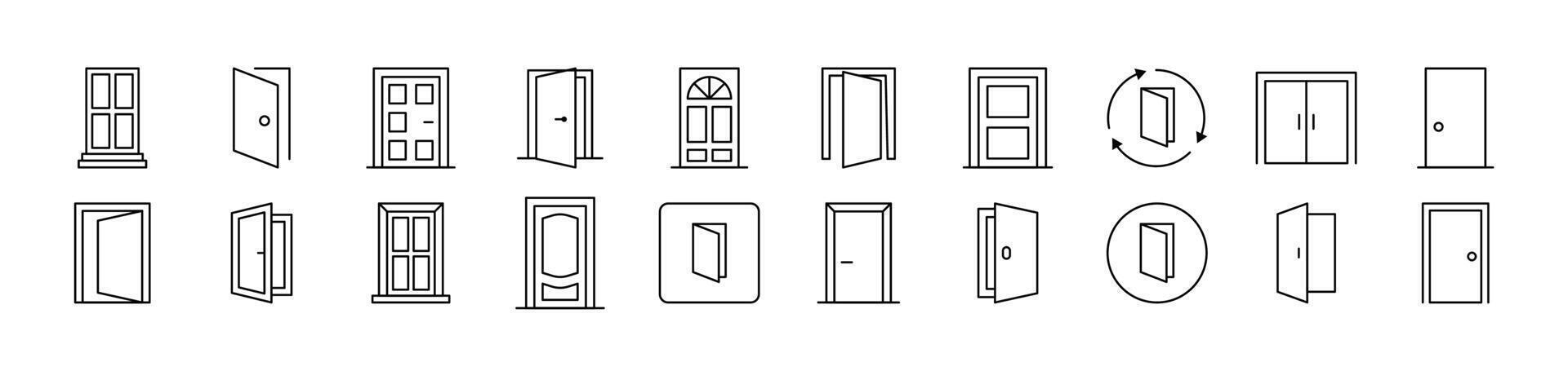 Door Pack of Thin Icons. Editable Stroke. Suitable for Web Sites, Books, Cards, Apps vector