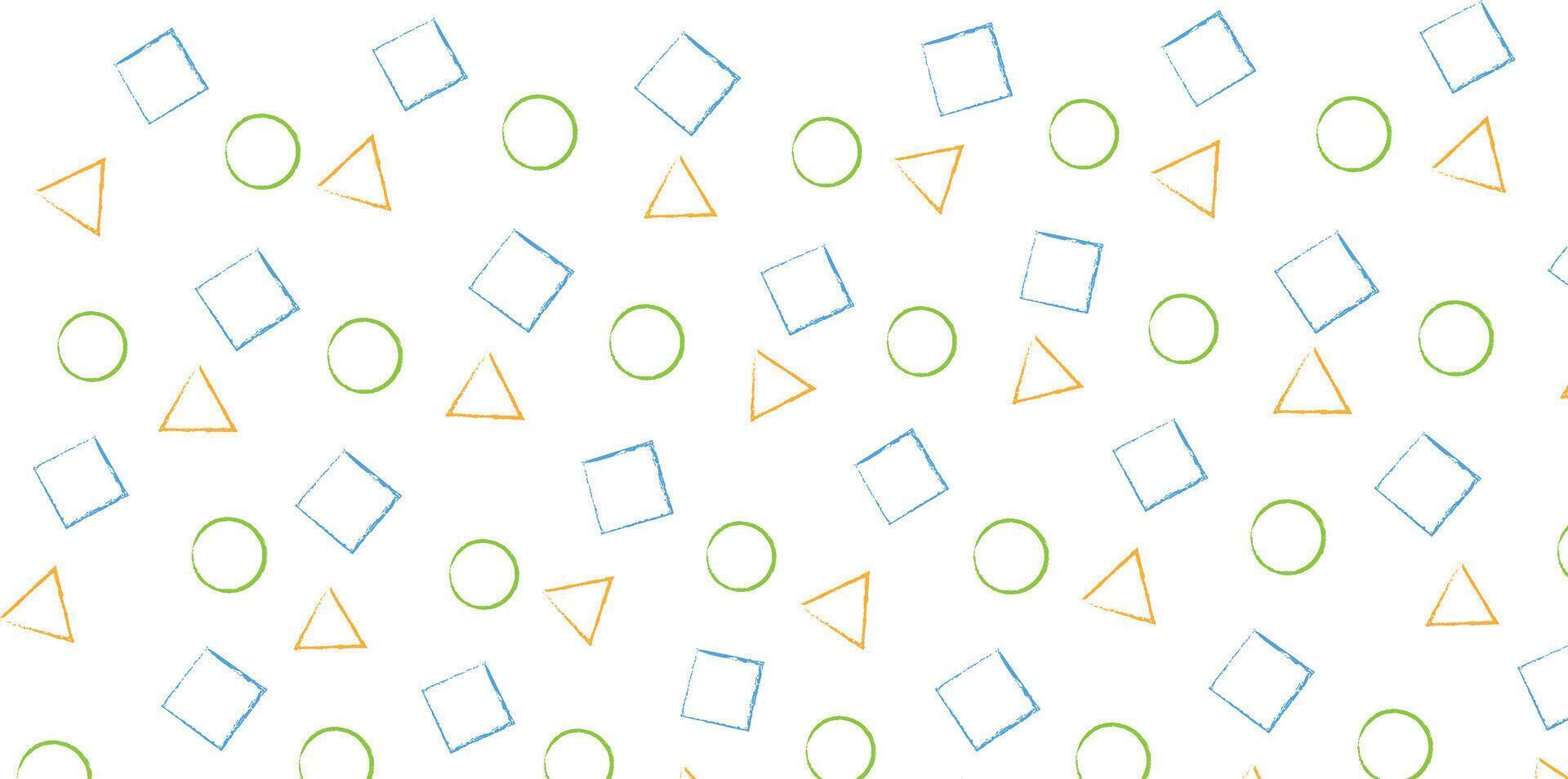 triangle, circle, square shapes with dry brush, design elements in doodle style. vector