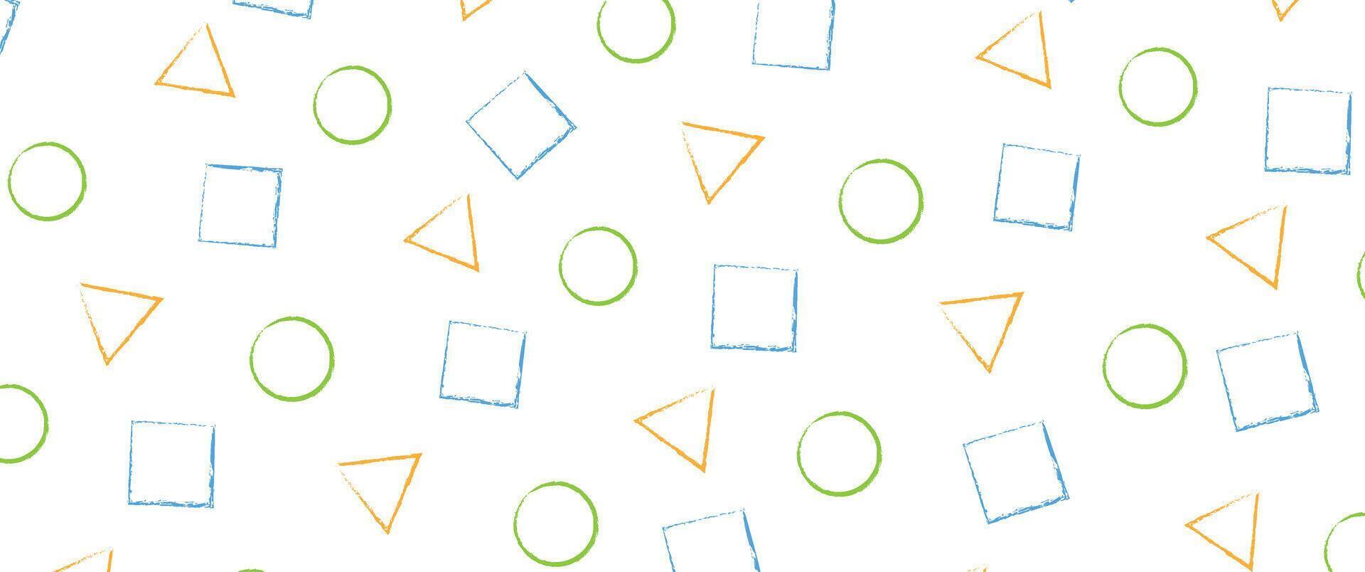 triangle, circle, square shapes with dry brush, design elements in style. vector