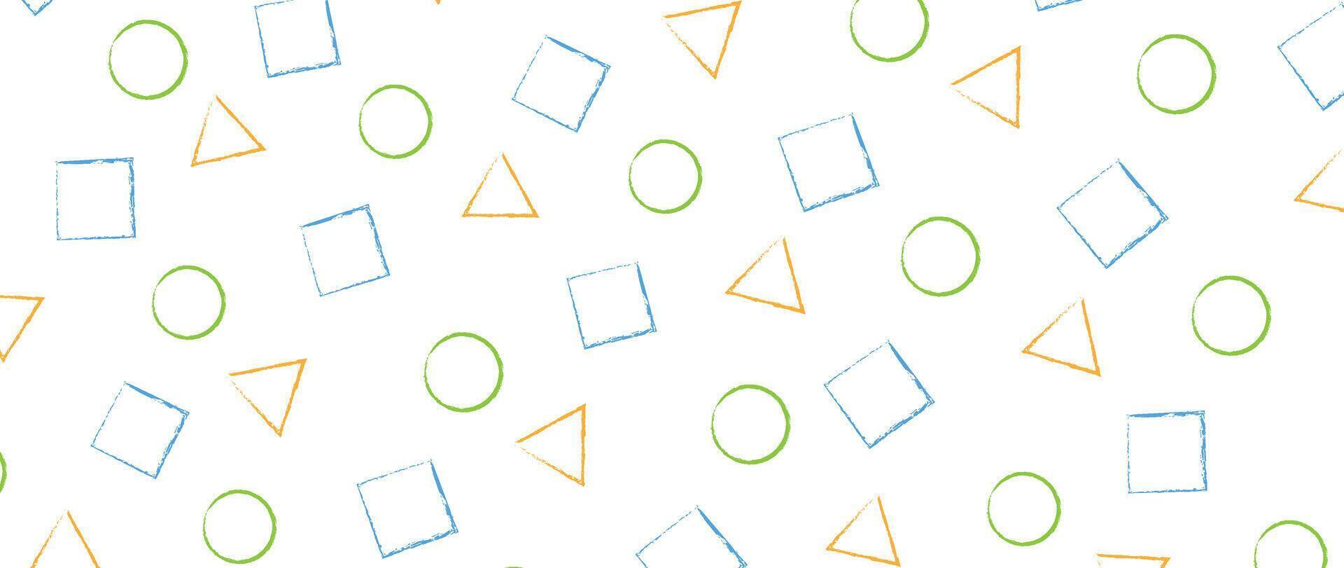 style. triangle, circle, square shapes with dry brush, design elements in doodle. vector