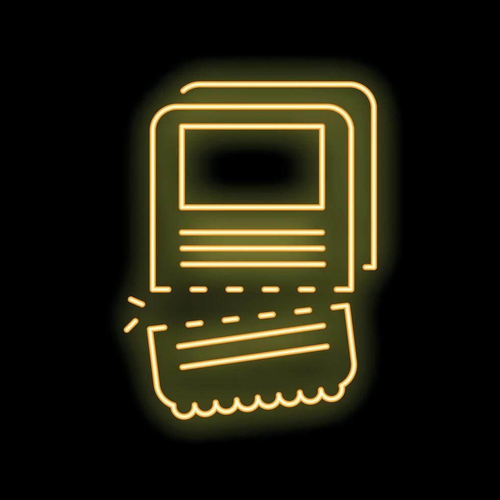 Neon sign representing shredding confidential documents with shredder machine vector