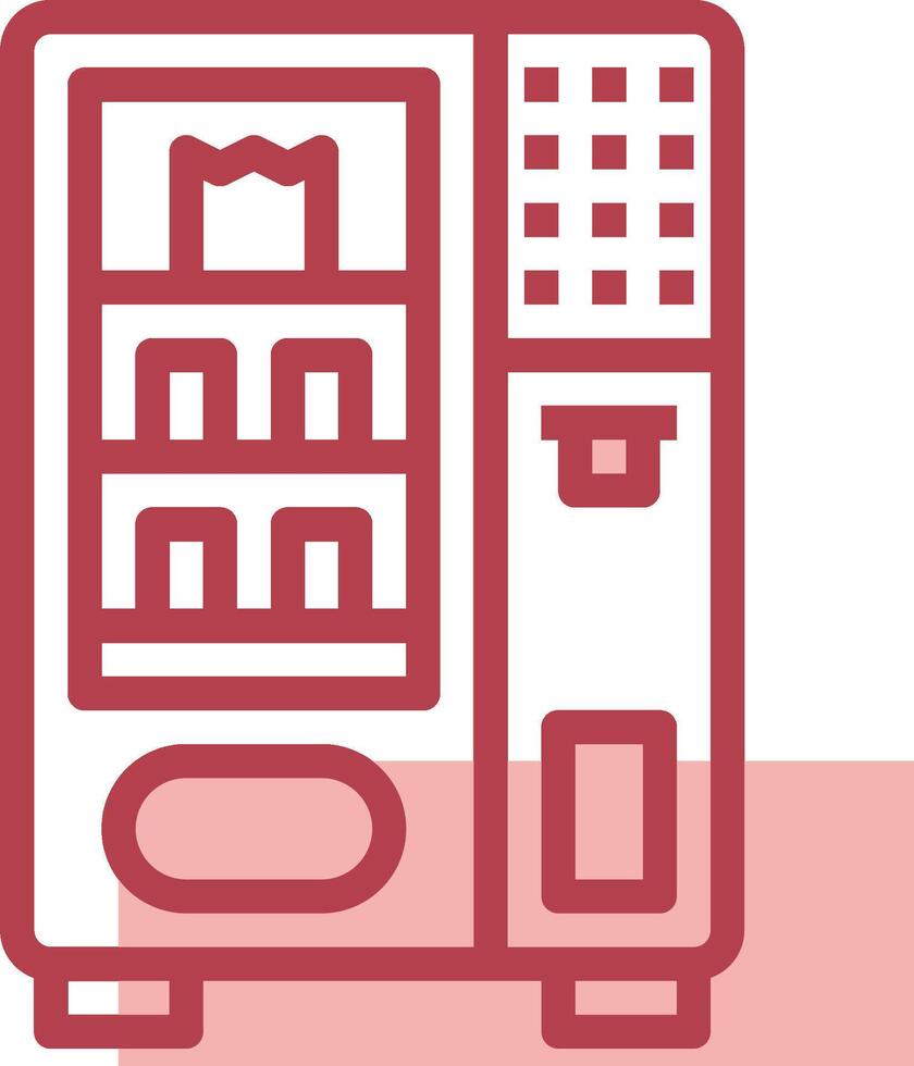 A vending machine icon in red and white vector