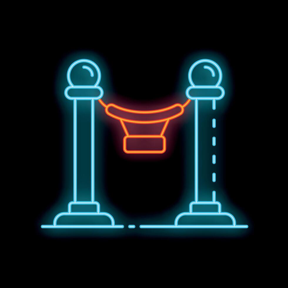 Neon icon of a rope barrier glowing on a black background vector