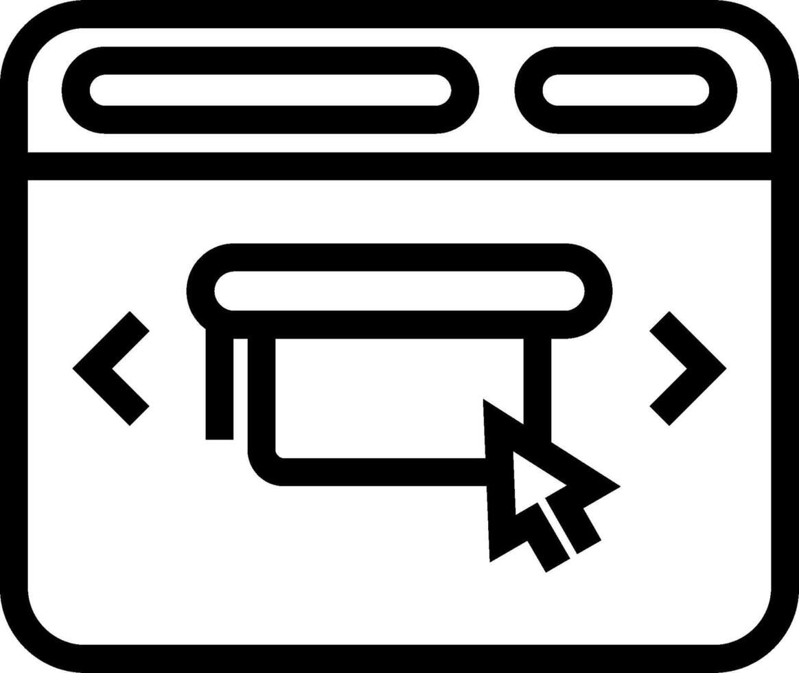 A black and white icon of a computer screen with a mouse and a pen vector