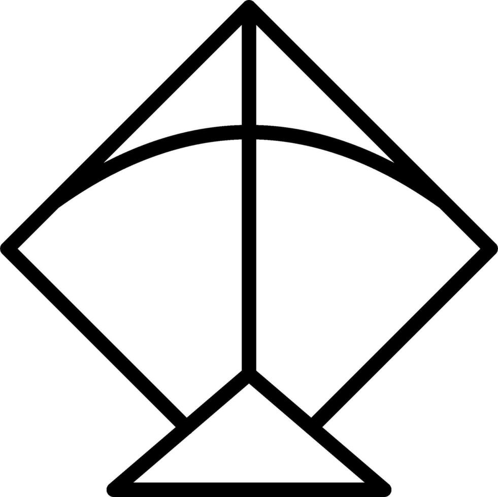 A black and white drawing of a triangle vector
