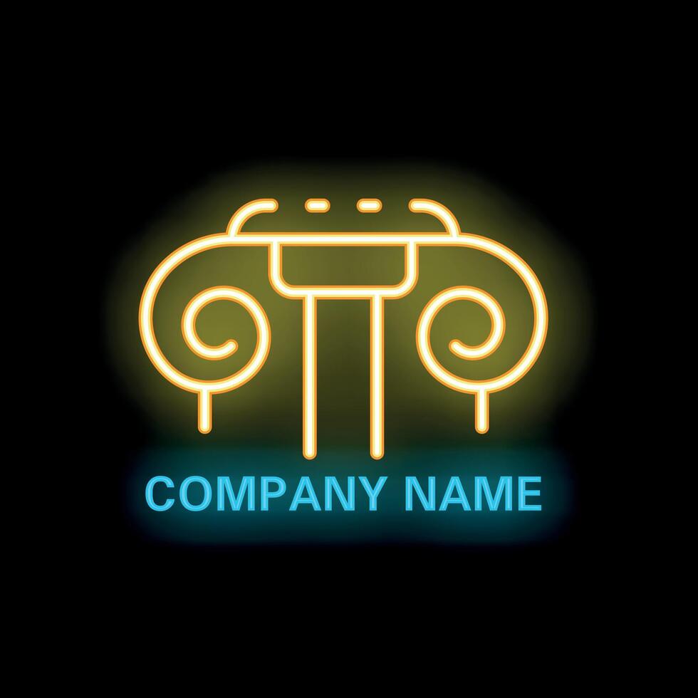 Neon sign showing a boombox playing music with company name vector