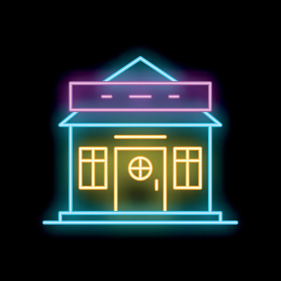 Neon sign representing a shop with empty signboard at night vector