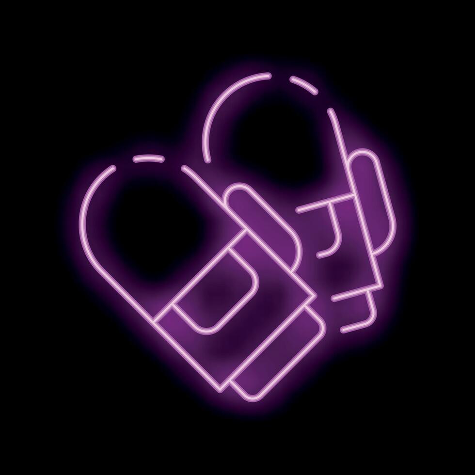 Neon sign showing oven mitts for baking and cooking vector